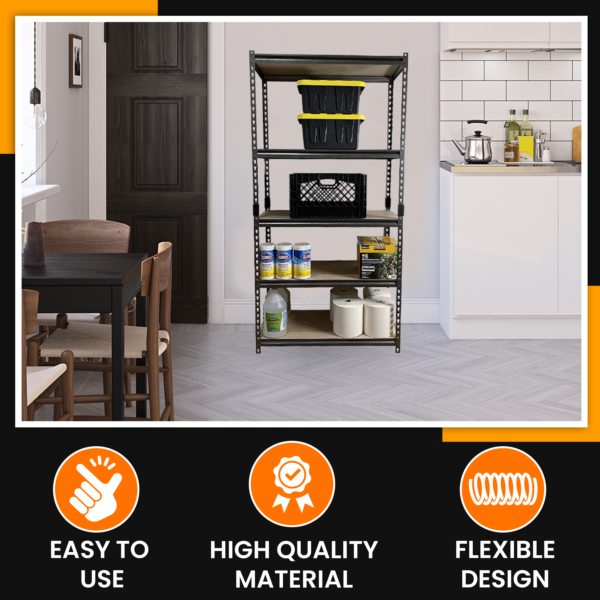 Juggernaut Storage 30"W x 12"D x 60"H Five-Shelf Steel Shelving Unit, 2500 lb Capacity, Black - Image 5
