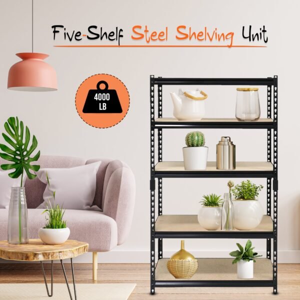 5-Shelf Steel Shelving, Black_4