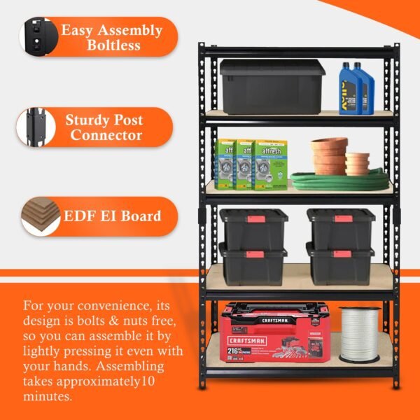 5-Shelf Steel Shelving, Black_7