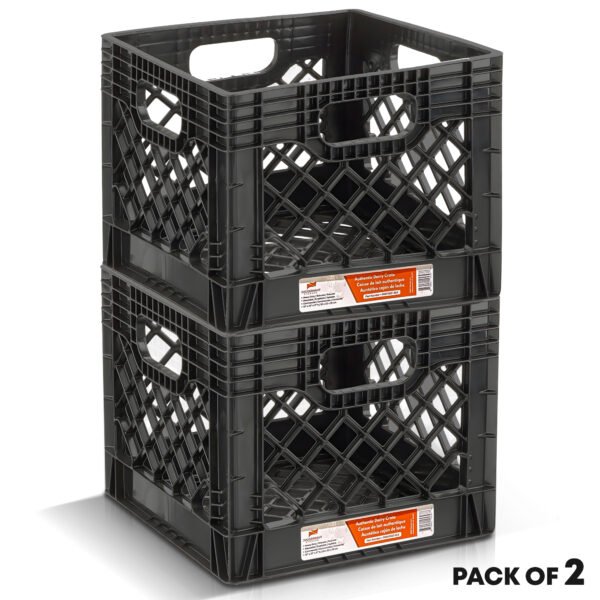 11" x 13" x 13" Black Milk Crate (Pack of 2)