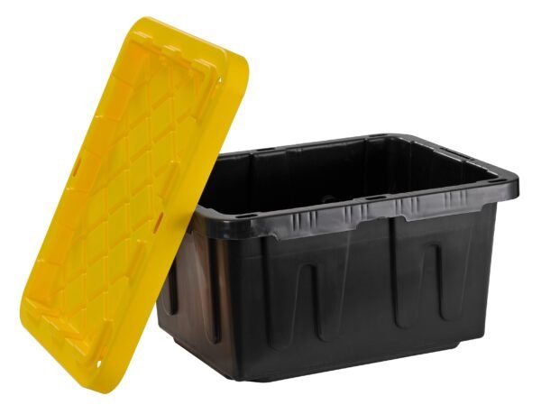 12 Gal. Plastic Storage Tote, Black Bottom and Yellow Snap Lid (6 pk.)