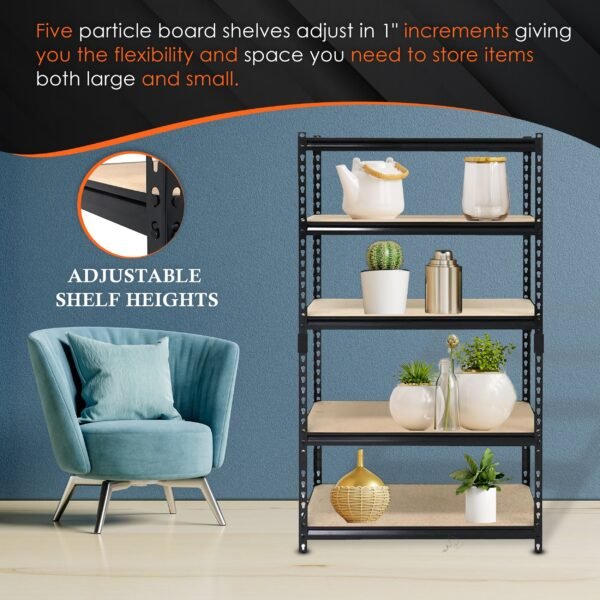 5-Shelf Steel Shelving, Black_5