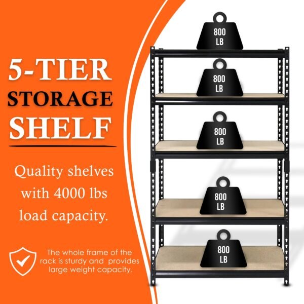 5-Shelf Steel Shelving, Black_3