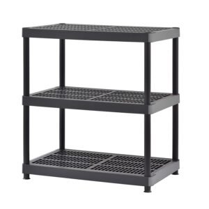 3-Level Plastic Shelving System, Black/Gray