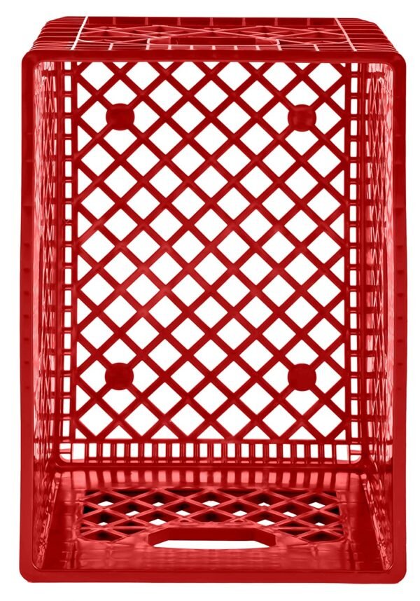 24 Quart 3 Pack Red Heavy Duty Rectangular Stackable Dairy Milk Crates