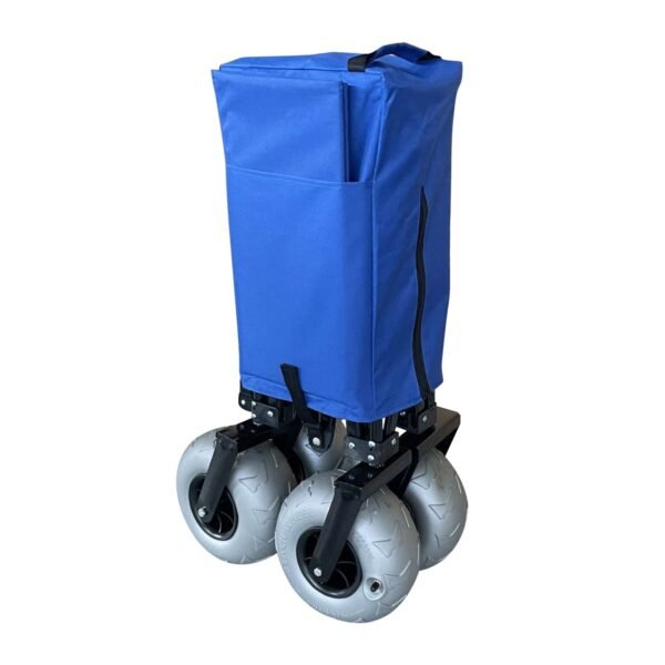 Juggernaut Carts Collapsible Folding Outdoor Beach Utility Wagon with Cover Bag, Blue - Image 4