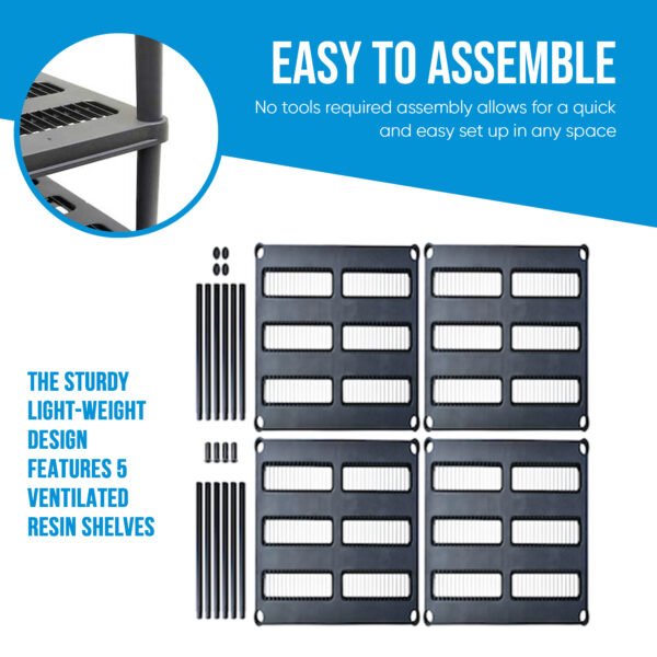 36"W x 24"D x 72"H Five-Shelf Resin Shelving, Black - Image 12