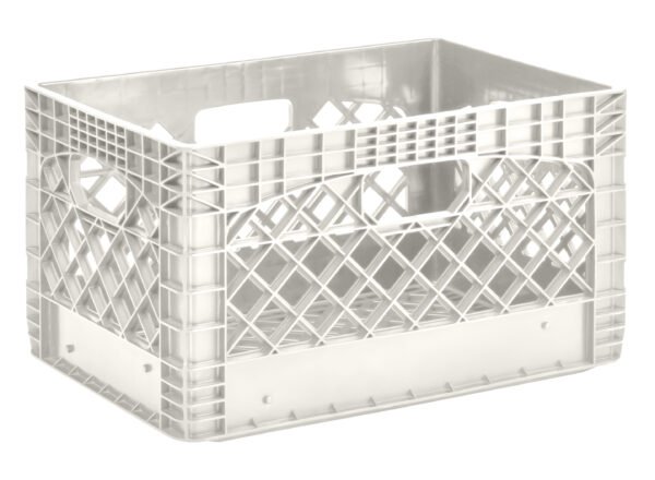 24 Quart 3 Pack white Heavy Duty Rectangular Stackable Dairy Milk Crates, 11" Height, 19" Width - Image 6