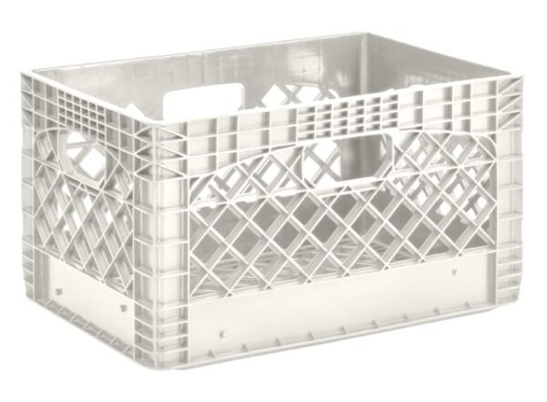 24 Quart 3 Pack white Heavy Duty Rectangular Stackable Dairy Milk Crates, 11" Height, 19" Width - Image 3