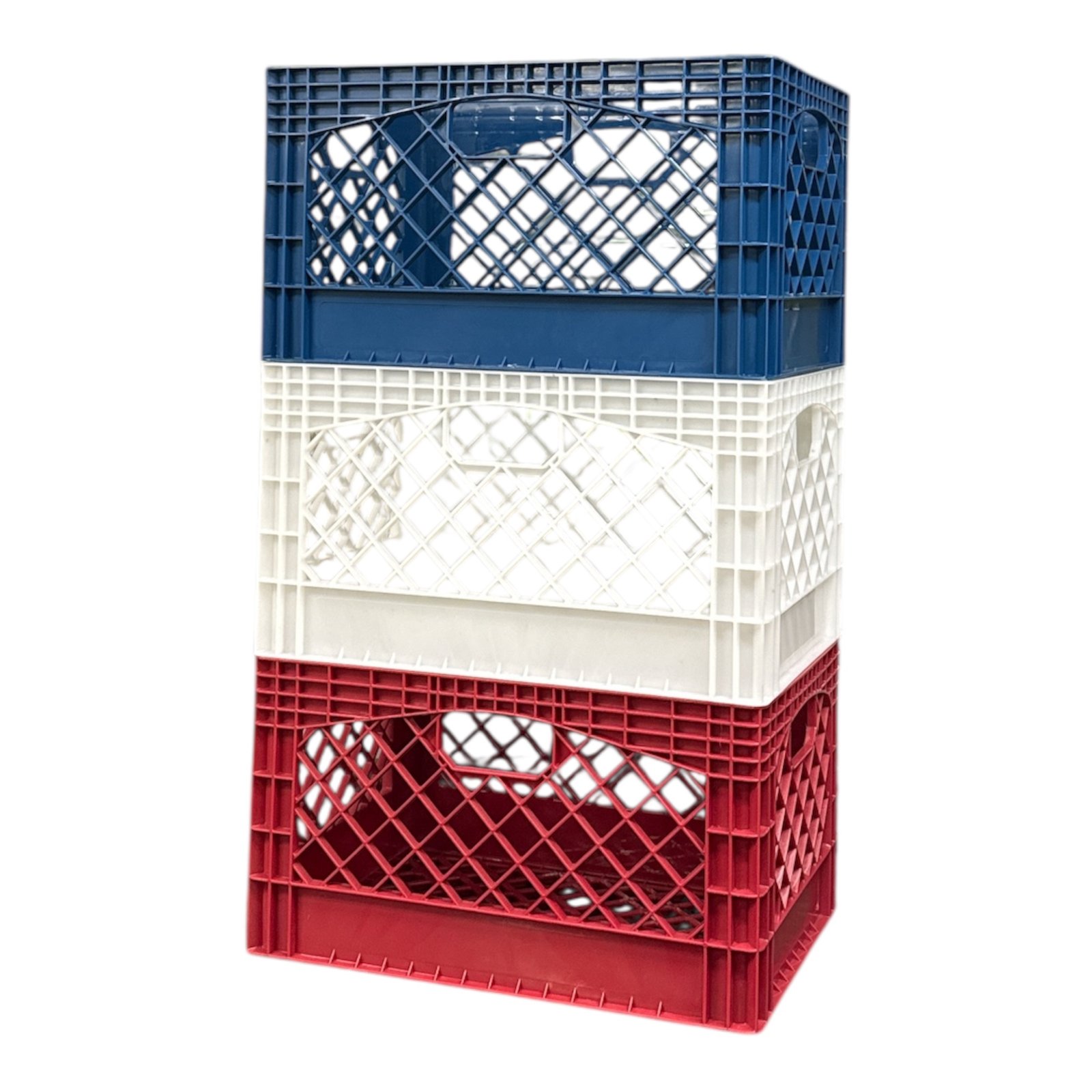 Juggernaut Storage Heavy Duty Plastic Storage Crates, USA Colors Red White Blue, 24 Quart - Image 5