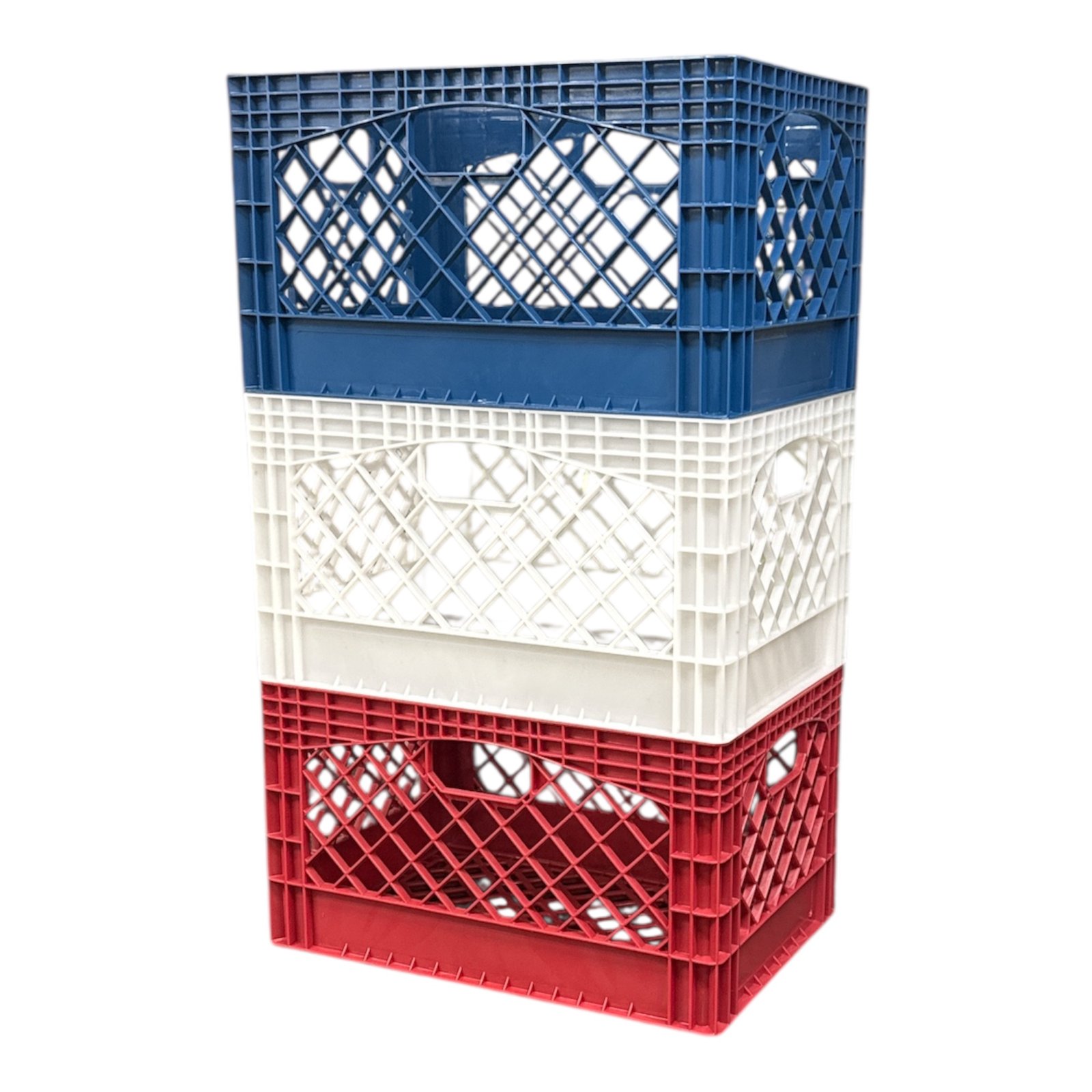 Juggernaut Storage Heavy Duty Plastic Storage Crates, USA Colors Red White Blue, 24 Quart - Image 4