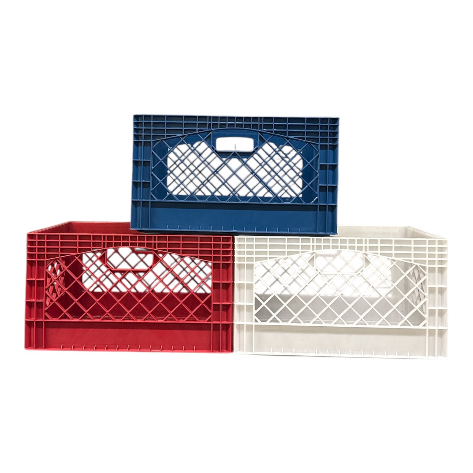 Juggernaut Storage Heavy Duty Plastic Storage Crates, USA Colors Red White Blue, 24 Quart - Image 3