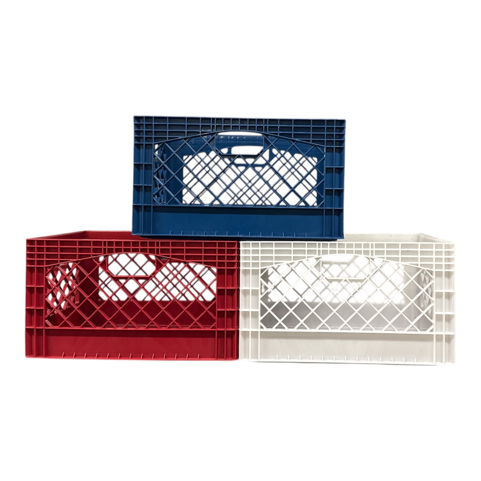 Juggernaut Storage Heavy Duty Plastic Storage Crates, USA Colors Red White Blue, 24 Quart - Image 2